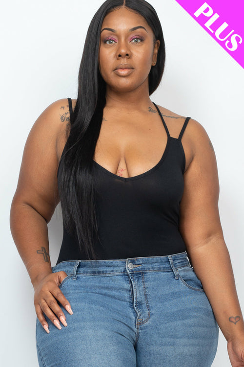 PLUS SIZE Crisscross Back Bodysuit Top