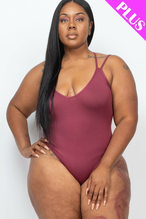PLUS SIZE Crisscross Back Bodysuit Top
