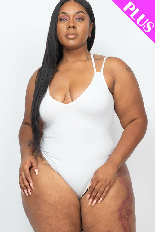 PLUS SIZE Crisscross Back Bodysuit Top