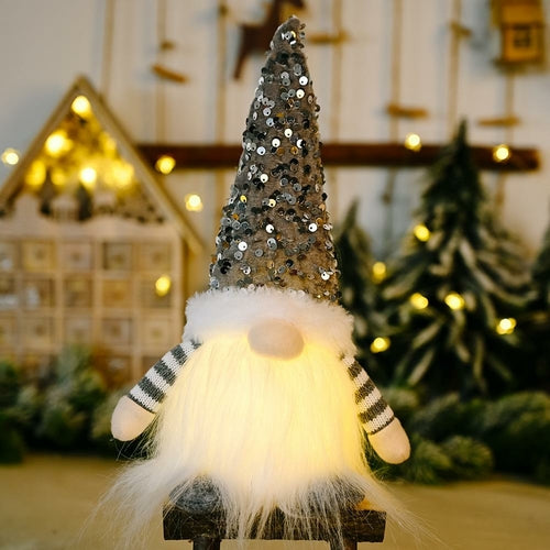 Christmas Gnome with LED Light Handmade Sequins
