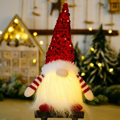Christmas Gnome with LED Light Handmade Sequins