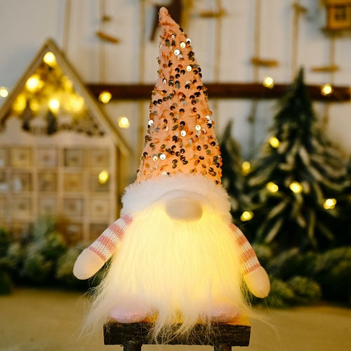 Christmas Gnome with LED Light Handmade Sequins