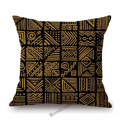 African Geometric Tribal Pattern Mudcloth Cushion Cover