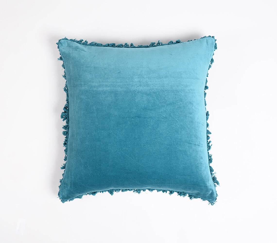 Solid Velvet Cotton Cushion Cover Border Fringes