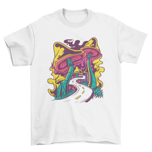 Trippy mushroom road t-shirt
