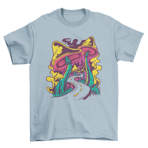 Trippy mushroom road t-shirt