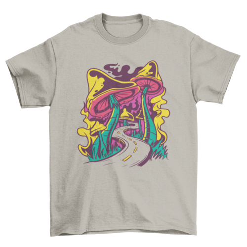 Trippy mushroom road t-shirt