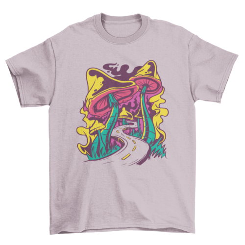 Trippy mushroom road t-shirt