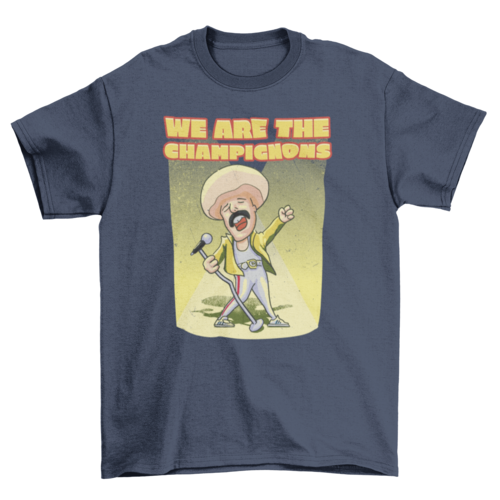 Mushroom singer with microphone parody t-shirt