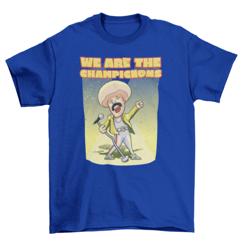 Mushroom singer with microphone parody t-shirt