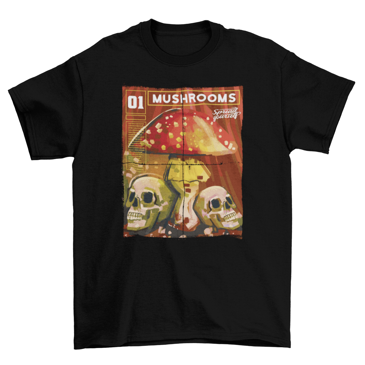 Mushrooms Skull Magazine T-Shirt