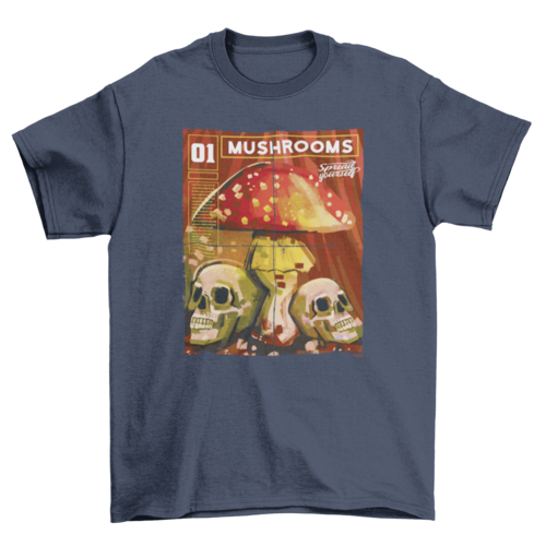 Mushrooms Skull Magazine T-Shirt