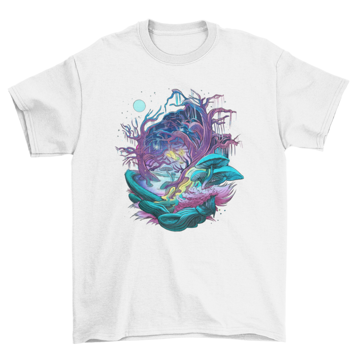 Fantasy forest mushroom and trees t-shirt