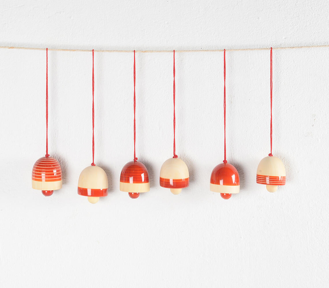 Turned Wood Christmas tree ornaments (Set of 6)