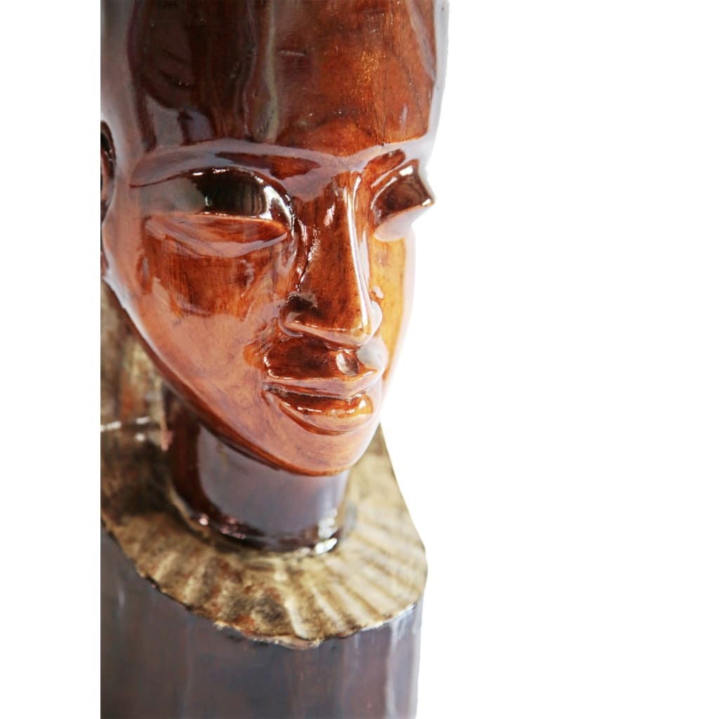 West African Dainty Face in Teak Wood Hand carved Home Decor Table