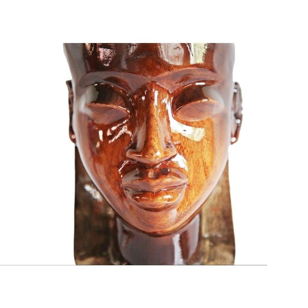 West African Dainty Face in Teak Wood Hand carved Home Decor Table