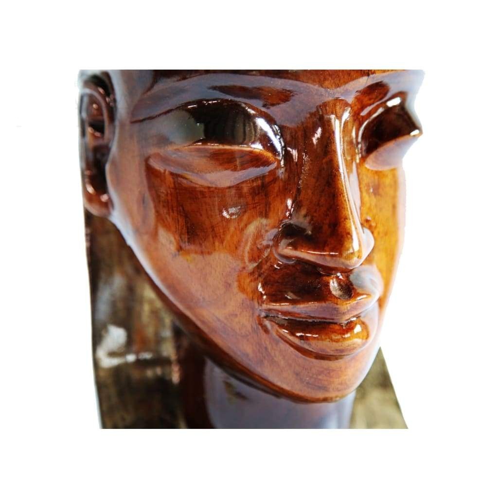 West African Dainty Face in Teak Wood Hand carved Home Decor Table