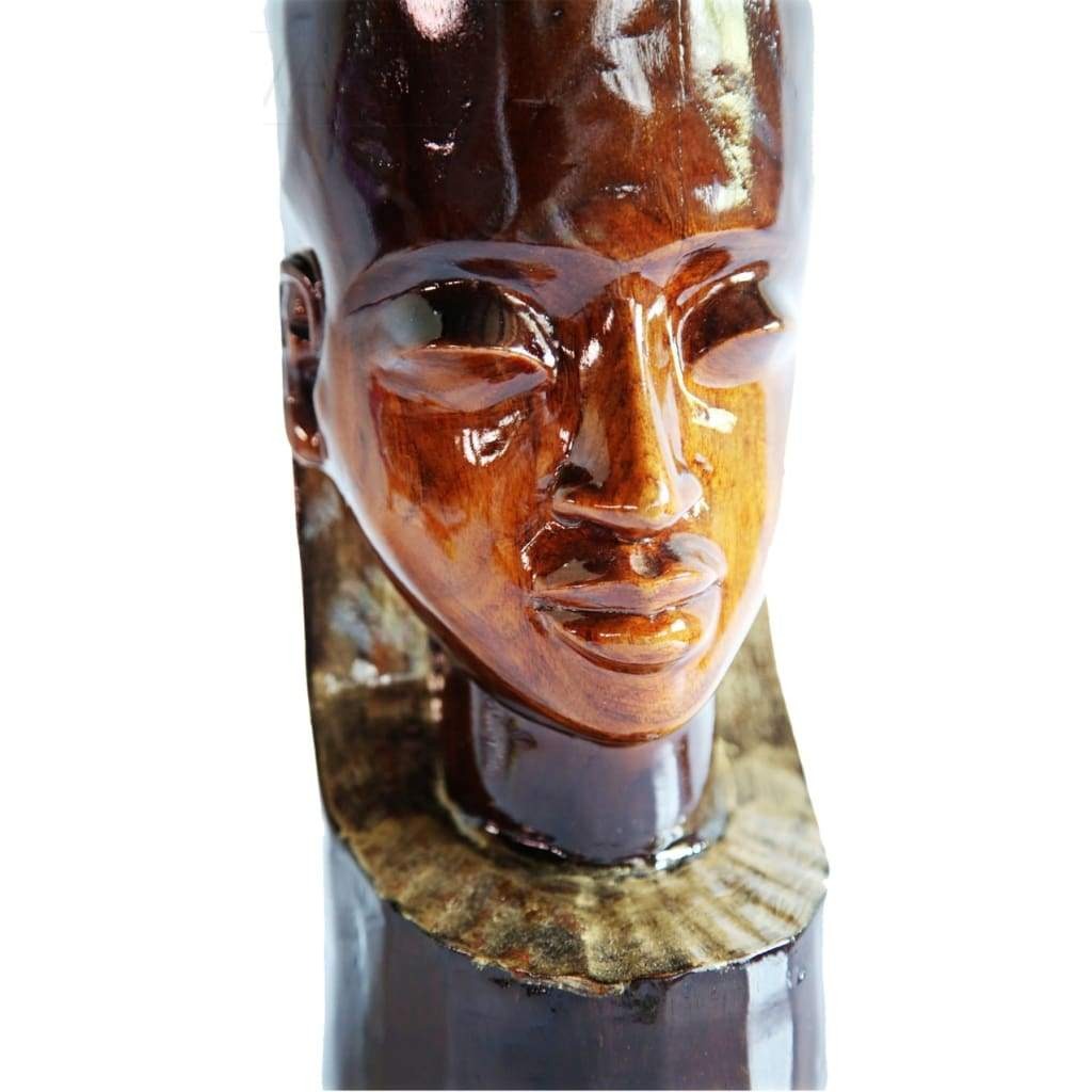 West African Dainty Face in Teak Wood Hand carved Home Decor Table