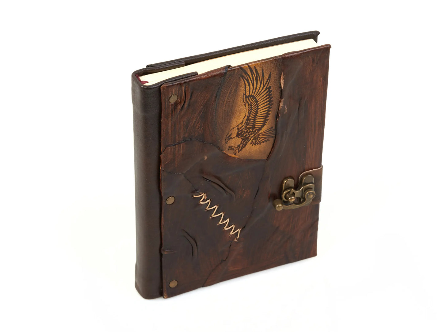 Eagle Pattern Brown Leather Notebook Journal Diary Craft
