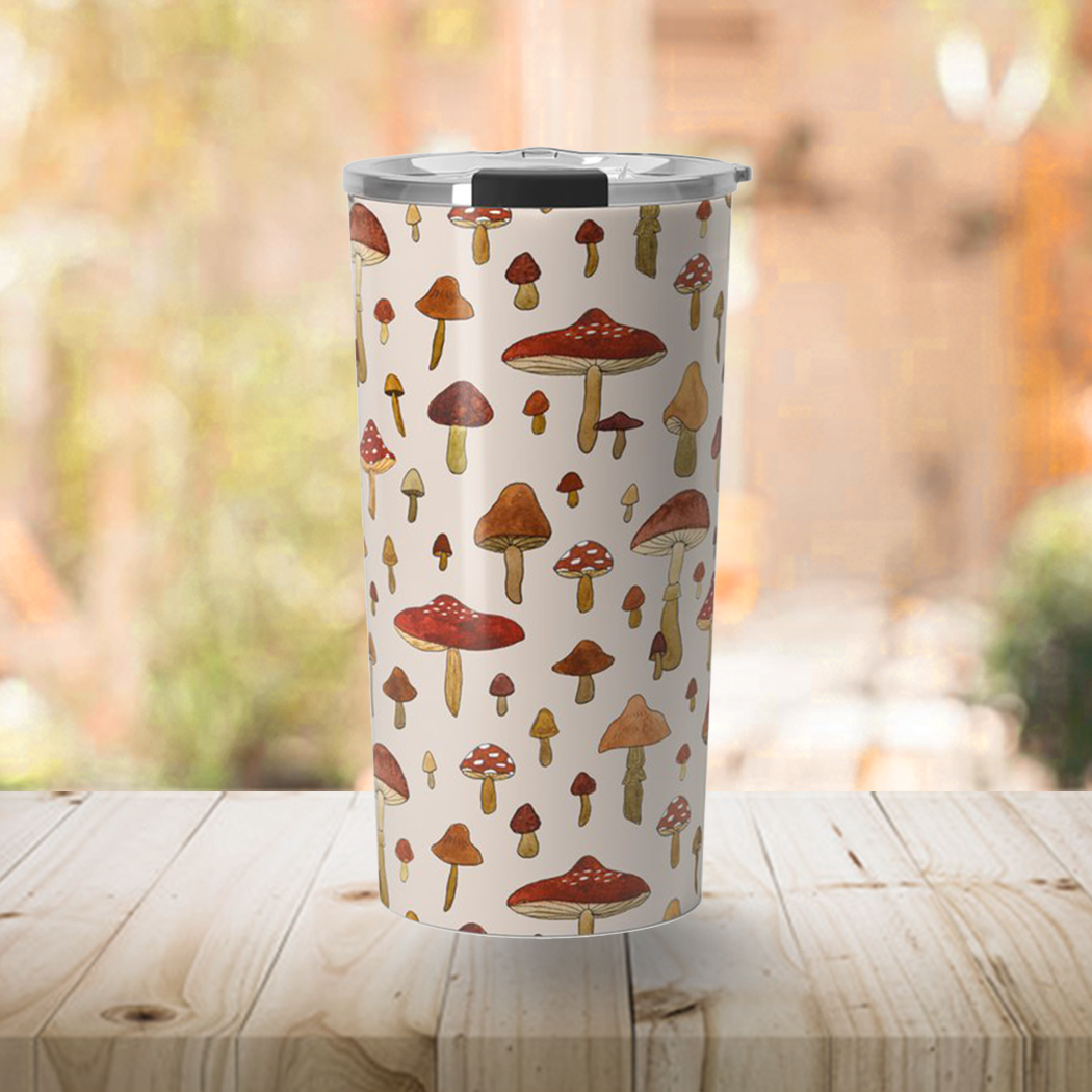Watercolor Mushroom Travel Mug