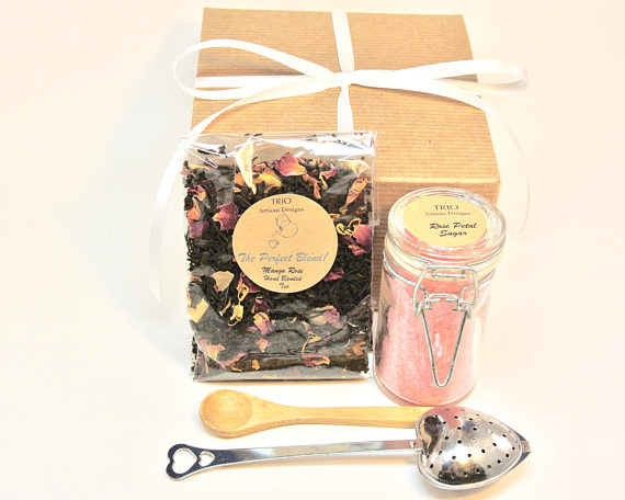 Mango Rose Tea and Sugar Gift Set, Lavender and Rose Sugar