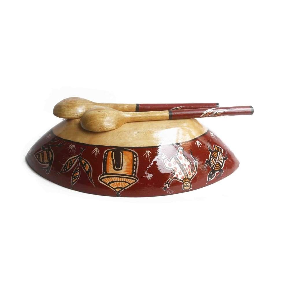 Hand Painted Wooden Salad Bowl with Pablo Picasso's "Etoile de