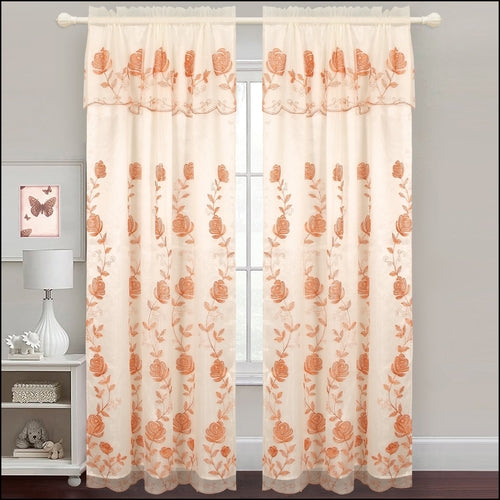 Embroidered Curtain Panel With Backing- Assorted Colors
