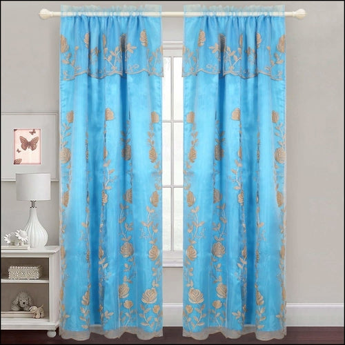 Embroidered Curtain Panel With Backing- Assorted Colors