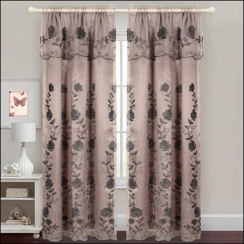 Embroidered Curtain Panel With Backing- Assorted Colors