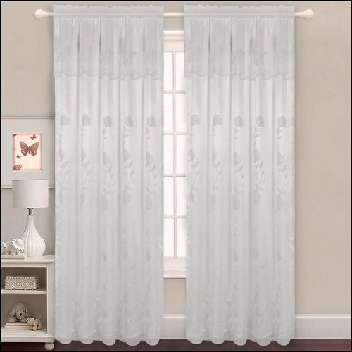 Embroidered Curtain Panel With Backing- Assorted Colors