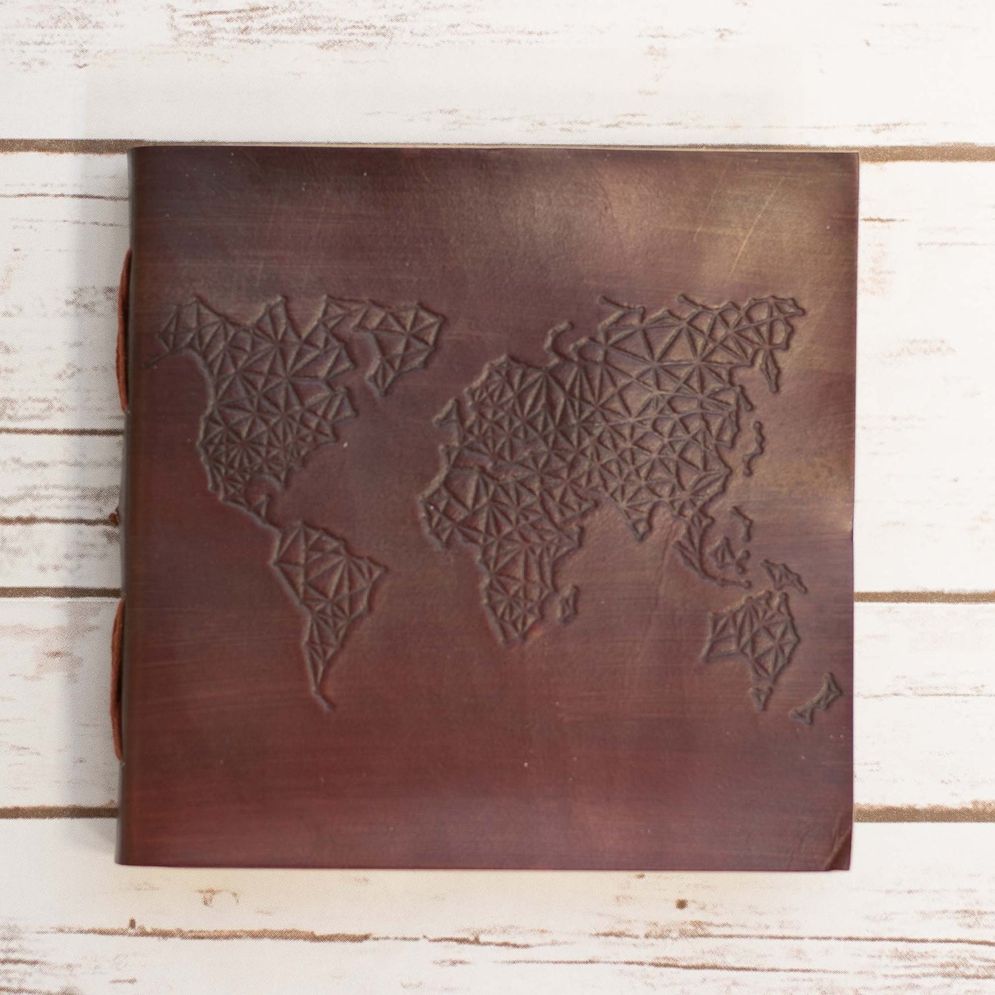 World Map Square Handmade Leather Journal