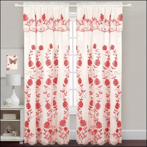 Embroidered Curtain Panel With Backing- Assorted Colors