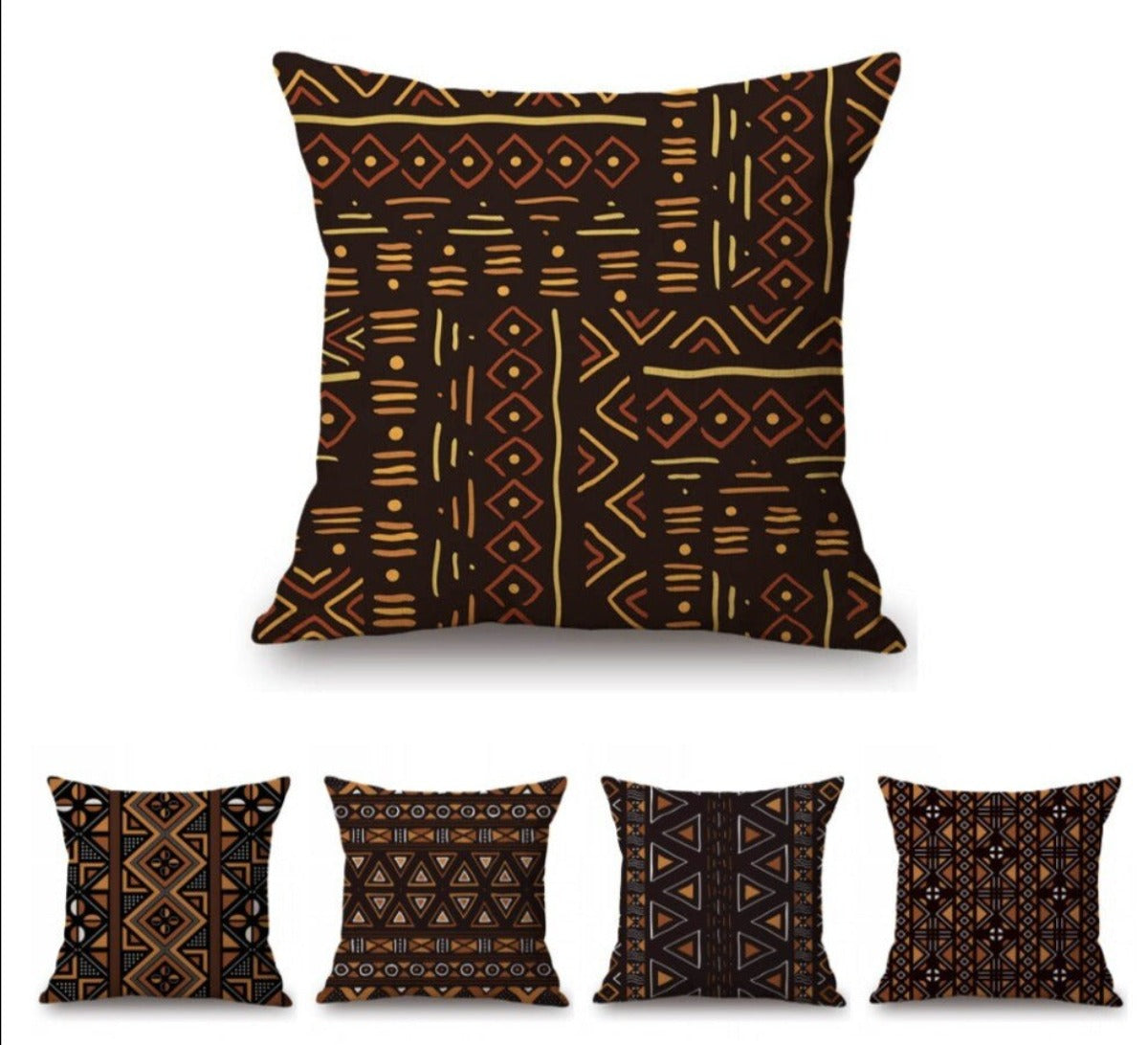 African Geometric Tribal Pattern Mudcloth Cushion Cover