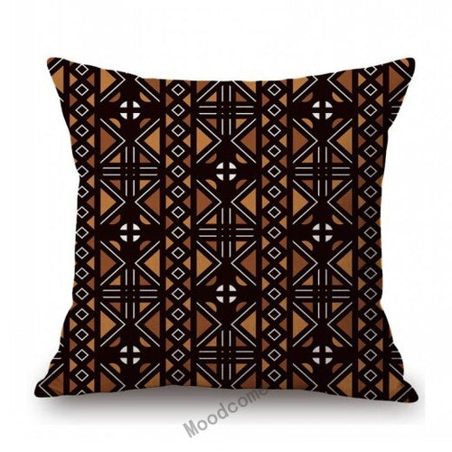 African Geometric Tribal Pattern Mudcloth Cushion Cover