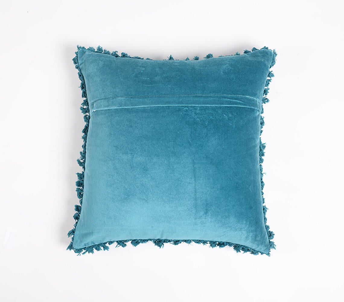 Solid Velvet Cotton Cushion Cover Border Fringes