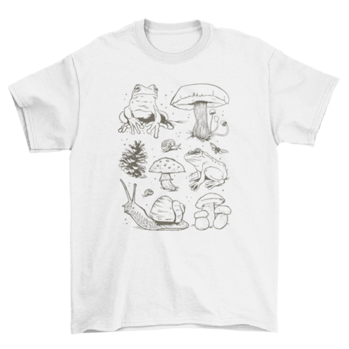 Mushrooms and frogs t-shirt