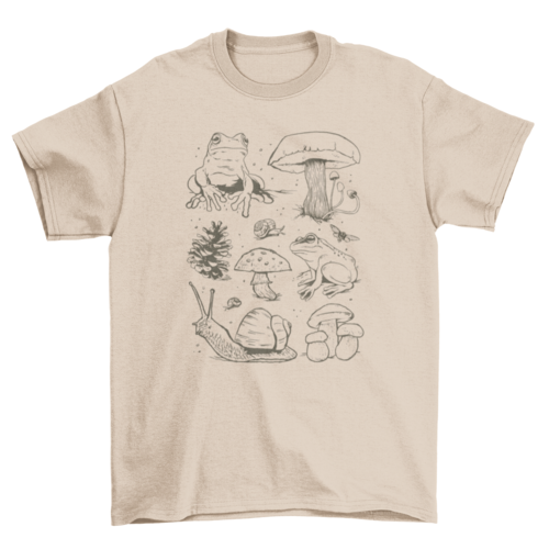 Mushrooms and frogs t-shirt