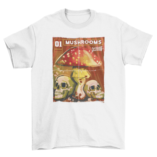 Mushrooms Skull Magazine T-Shirt