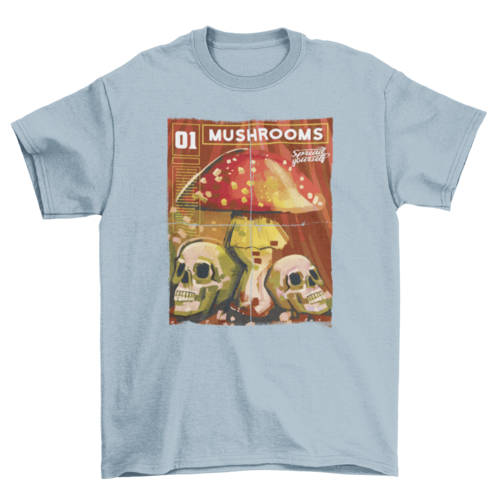 Mushrooms Skull Magazine T-Shirt
