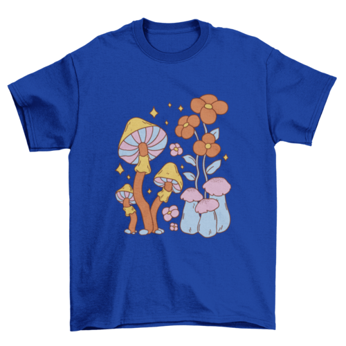 Colorful Mushrooms and Flowers T-Shirt