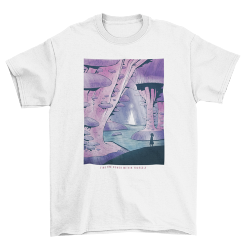 Mushroom fantasy landscape t-shirt