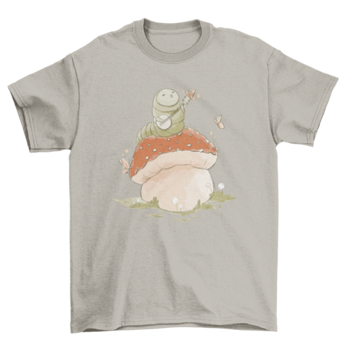 Caterpillar Playing Banjo Mushroom T-shirt