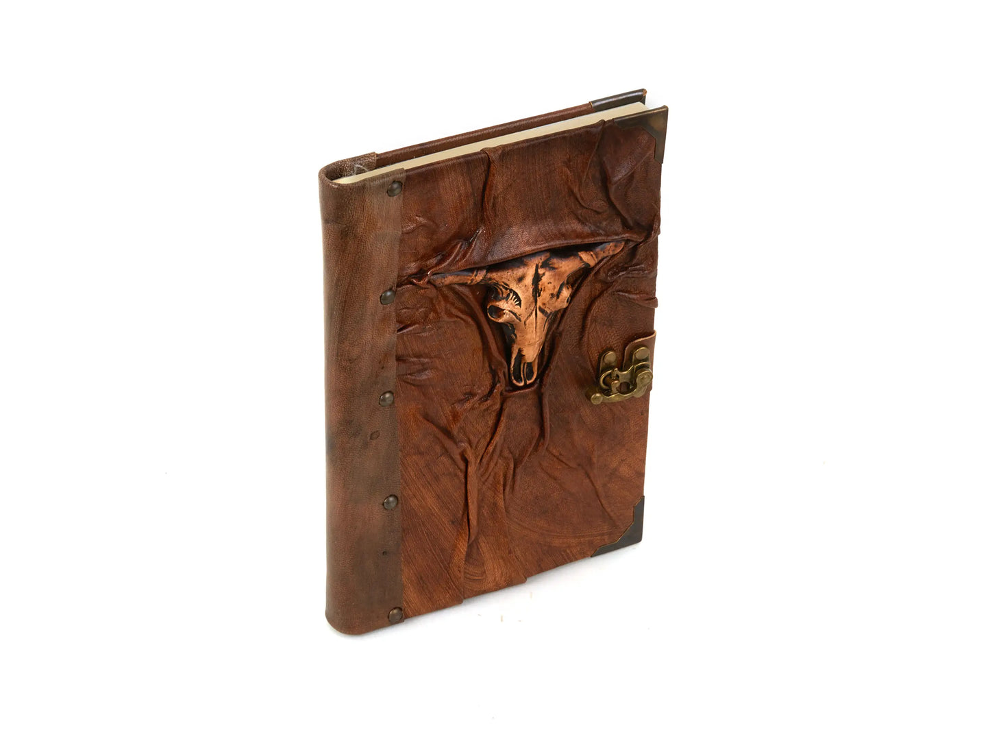 Bull skull Figure Leather Notebook Brown Diary Notepad