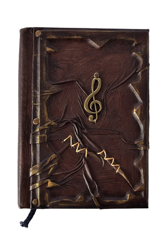 Treble Clef Journal Leather Notebook Brown Color