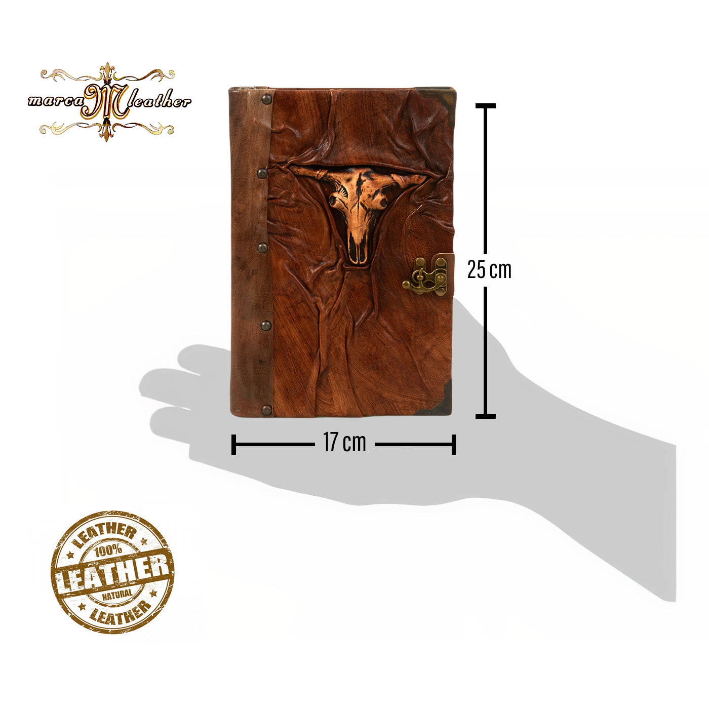 Bull skull Figure Leather Notebook Brown Diary Notepad