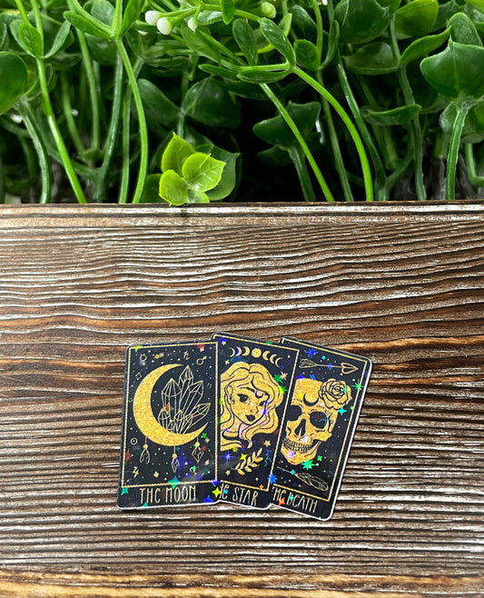 Tarot Cards Sticker, Black and Gold, Graphic Art Sticker, Vinyl, ,