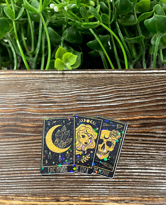 Tarot Cards Sticker, Black and Gold, Graphic Art Sticker, Vinyl, ,