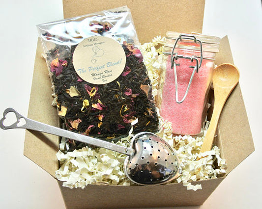 Mango Rose Tea and Sugar Gift Set, Lavender and Rose Sugar