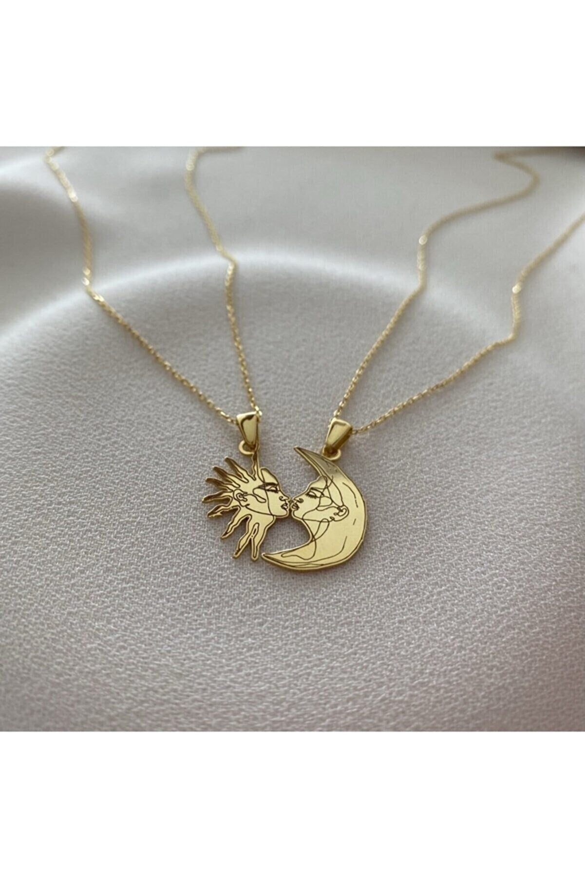 Silver Sun And Moon Couple Necklace