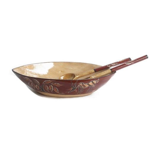 Hand Painted Wooden Salad Bowl with Pablo Picasso's "Etoile de